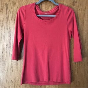 L.L Bean coral top with 3/4 sleeve